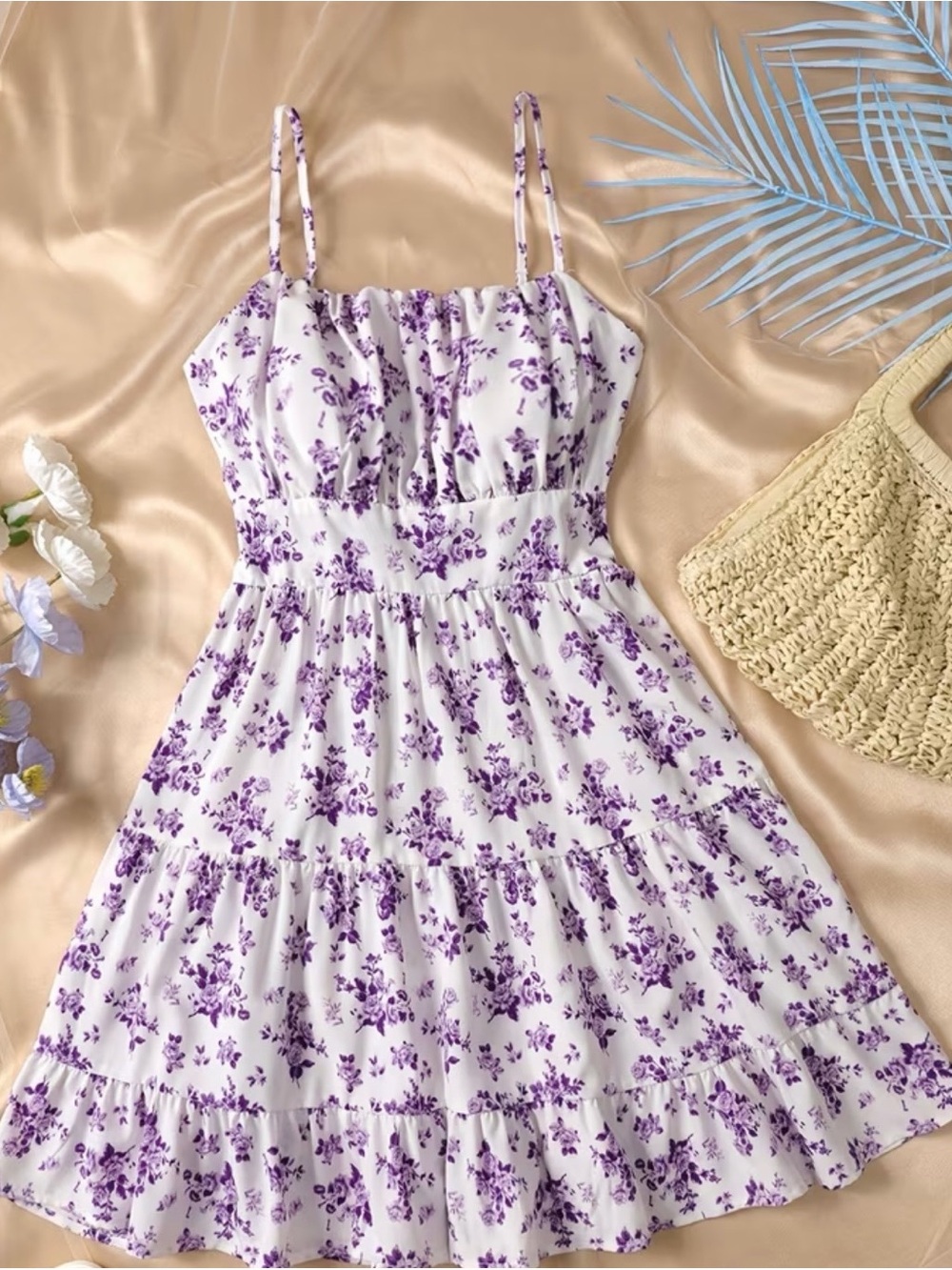 White & Purple Floral Sundress